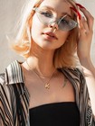 Womens Bubble Letter Necklace Gold Rolo Chain Trendy A-z Letter Pendant Cute Sid