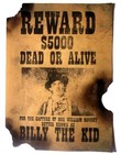 Historic Wall Art  Decor  Western Outlaw Billy The Kid Wanted Poster