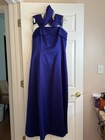 Alex Evenings Maxi Cocktail Dress Spaghetti Straps And Scarf In Deep Purple 16