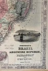 Antique 1864 Map Brazil argentine Republic paraguay uruguay Johnson   Ward