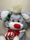 Vintage 1987 Fisher Price Puffalump Grey Christmas Mouse Nylon Plush Candy Cane