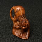 1 Inch Signature Hand Carved Boxwood Netsuke Tiger Figure Old Gift Collectable