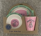 Life Is Good 5 Piece Kids Dining Set Mermaid Life Pink Melamine Plate bowl cup
