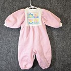Vtg Rare Oshkosh Bgosh Pink White Romper Pockets Baby Ducks Quack Waddle 6-9m