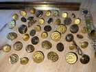 Lot Of 43  Vintage Metal Coat Jacket Buttons Waterbury Button Co And More  Gold