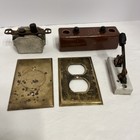 Vintage Brass Arrow Outlet Cover Plates Push Button   Trumbull Battery Switch  