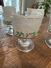 8 Vtg Arby s Libbey Dessert parfait sherbet Dishes Glasses Holly Berry Gold Rim