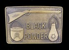 Vintage Brass Black Powder Shooter Belt Buckle Unmarked Western Hunting
