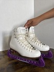 Riedell Diamond Ice Skates Size 2 Girls Skates White Boot With Blade Covers Euc