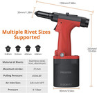 Pneumatic Rivet Gun  4500lbf Heavy Duty Air Hydraulic Riveter Tool With 4 Interc