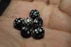Antique Black Skunk Venetian Millifiori Trade Beads Six Count