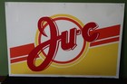 Vtg Ju-c Metal Sign 24x16 Orange Soda Pop Advertising Logo Man Cave Garage Decor