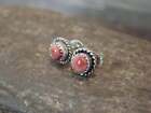 Navajo Indian Sterling Silver 1 4  Round Spiny Oyster Post Earrings By White
