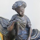 Antique   Mantle Bronze And Marble Mantel Clock Woman Statue   French Art Noveau
