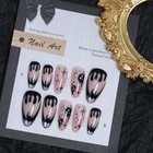 24pc Halloween Black Ghost Press-on Nails Medium Almond Fake Nails