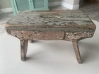 Vintage Primitive Wooden Folk Art Bench  12 3 4    X 7   x 8 1 4    High