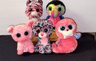 Ty Beanie Big Eyes  Plush Stuffed Animal Lot Of 5 Assorted Animals