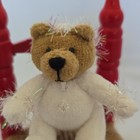 Miniature White   Brown Sparkly Plush Jointed Teddy Bear  Artist Signed