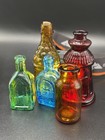 Assorted Lot Of Five Miniature Colored Glass Bottles Stoppers Bitters Cape May