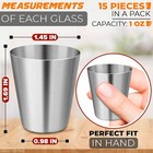 15 Pcs Stainless Steel Shot Glasses Set - 1 Oz Metal Shot Glasses Bulk Silver