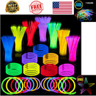 Glow Sticks Bulk 100 Pack 8 Inch Party Favors Neon Bracelets Necklaces 7 Colors