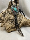 Rockabilly Boho Cowboy Turquoise Bolo Tie Necklace Concho Western Southwest Bday