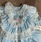 Vintage Full Circle Ruffle Party Dress Size 7 Pinafore Usa Blue Organza Frilly