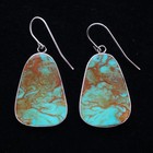 Southwestern Sterling Silver   Turquoise Dangle Slab Pierced Earrings Polished