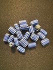 20 Chevron Glass Beads -  b1104 - Blue Rare 10-12mm