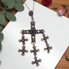 Vintage Jcb Taxco Mexico Black Onyx 925 Sterling  Yalalag Cross Pendant Necklace