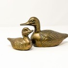 Vintage Solid Brass Duck Figurines Pair Mallard Birds Traditional Decor 7    4   