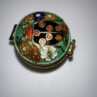 Vintage Cloisonn   Enamel Lady Bug Trinket Pill Box Hinged Floral