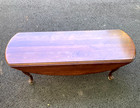 Vintage Mid Century Cherry Wood Large Drop Leaf Oval Coffee Table - Rare  