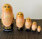 Vintage Hand Painted Russian Matryoshka 5 Piece Set 61 2     Nesting Dolls  Signed