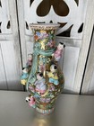 Vintage Chinese Vase Large Climbing Children Hand Painted Gold Pastels Fertility