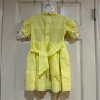 Vintage Polly Flinders Hand Smocked Yellow Floral Lace Dress Girls Size 6x