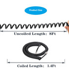 Phone Cord 5 Pack Rj9 4p4c Handset Cable 8ft Uncoiled 1 4ft Coiled Black Office