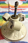 Vintage 1940 s Flush Mount Porcelier Ceiling Light Fixture Cream W gold Accents