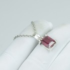 Sterling Silver Red Ruby Vintage Octagon Necklace  Healing Loose Gemstone 13cts 