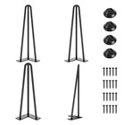 16 Inch Hairpin Table Legs - 4pcs Black Metal  3 Rod Design For Diy Furniture