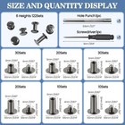 122 Pack Snap Button Kit  6 Sizes Chicago Screws Leather Assorted Kit  For Di   