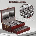 Solid Mahogany Silverware Storage Box 2 Layer Flatware Chest Drawer Felt Lined
