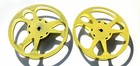 2- 16mm 400  Metal Film Reels Goldberg Bros     Yellow    Very  Nice