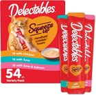Interactive Lickable Cat Treats - Delectables Squeeze Up Variety Pack  54 Tubes