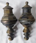 2  pair  Of Large Heavy Brass Antique Finials 8 1 2  High