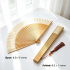 Geehouz Folding Hand Fan For Women  8 67 X 1 X 0 5 Inches  Bamboo White