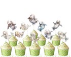 Manatee Cupcake Toppers Underwater Baby Shower Decor Ocean Birthday Party Set 10