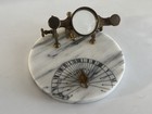 Brass High Noon Sundial Cannon Magnifying Lens Marble Base