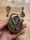 Volkswagen Padlock Lock Key Brass Patina Vw Key Set Beatle Bug Metal Auto Car