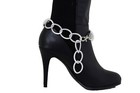 Women Silver Metal Boot Chain Chunky Links Bracelet Shoe Charm Anklet Band Pair